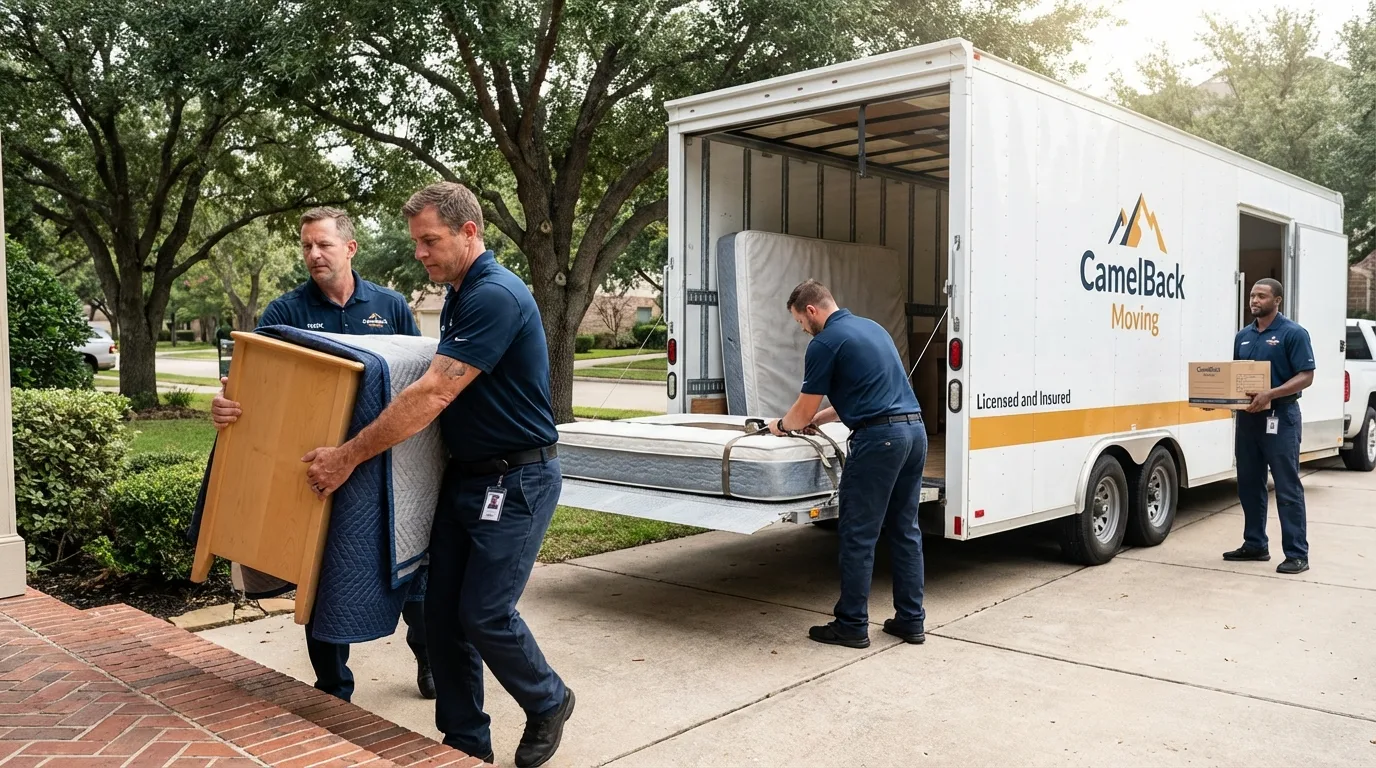 Crew loading residential truck for cross-state move from Central Point, OR